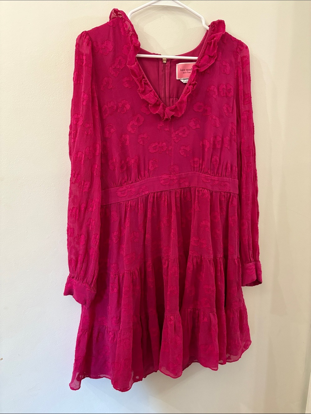 kate spade Hot Pink Ruffle Tiered Dress - women’s size 10 - silk blend